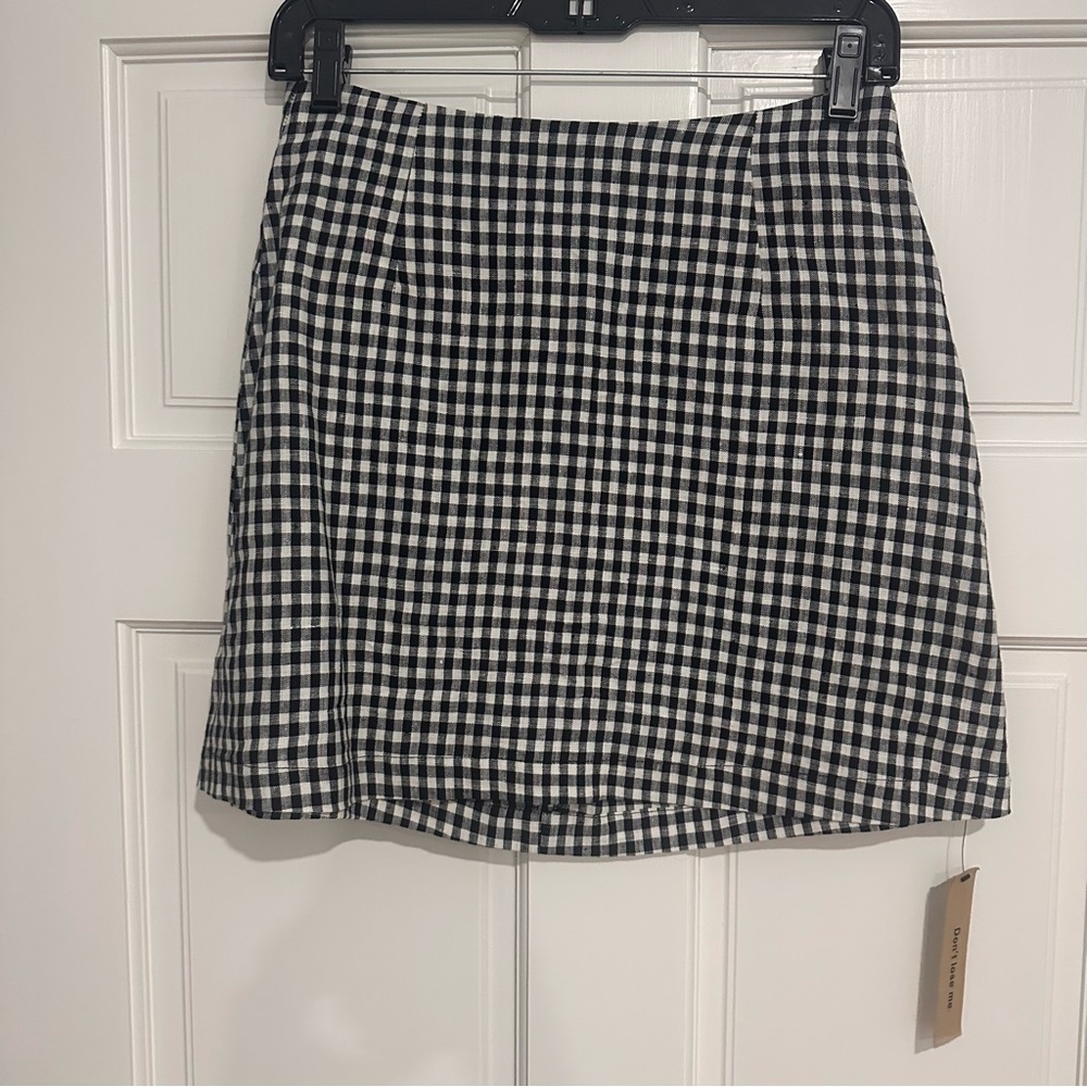 Reformation Black and White Gingham Mini Skirt